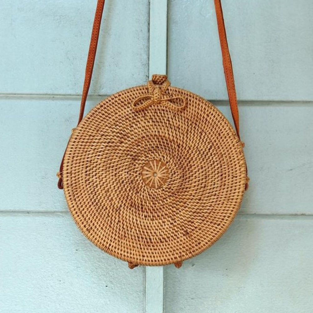 BrunnaCo Atta Reina Bag, Round Rattan Bag